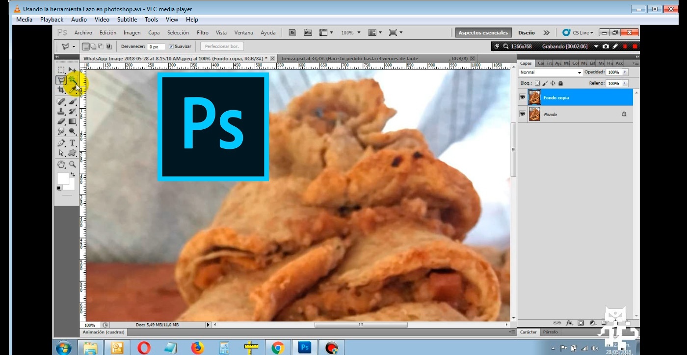 Usando la herramienta Lazo en photoshop
